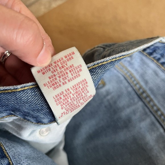 Arizona Brand Carpenter Jean Shorts Size 40 Faded Blue Denim Worn Distressed - Picture 8 of 10